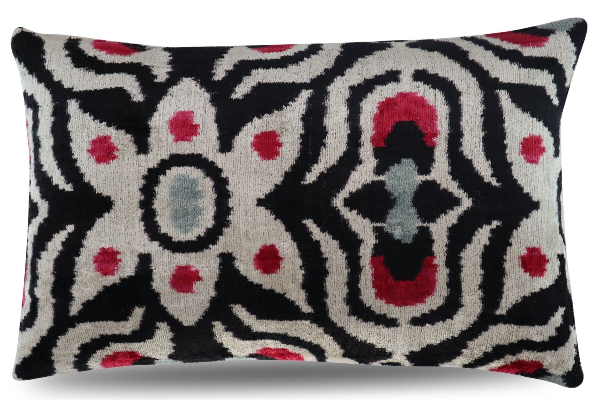 Canvello Decorative Black White Red Geometric Throw Pillow Down Feather Filled - 16x24 in-0