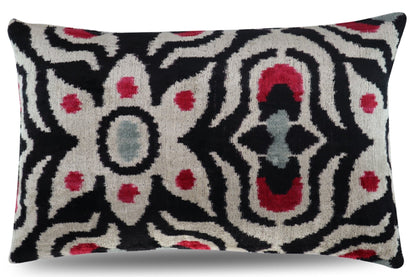 Canvello Decorative Black White Red Geometric Throw Pillow Down Feather Filled - 16x24 in-0