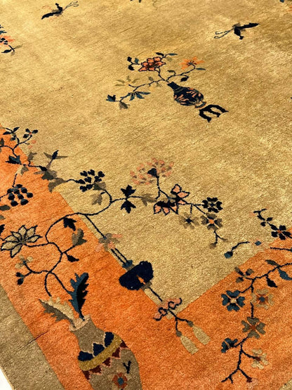 Canvello Fine Hand Knotted Antique Chinese Art Deco Rug - 8'9'' X 11'5''-4