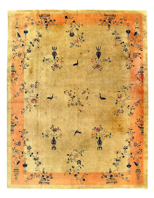 Canvello Fine Hand Knotted Antique Chinese Art Deco Rug - 8'9'' X 11'5''-0