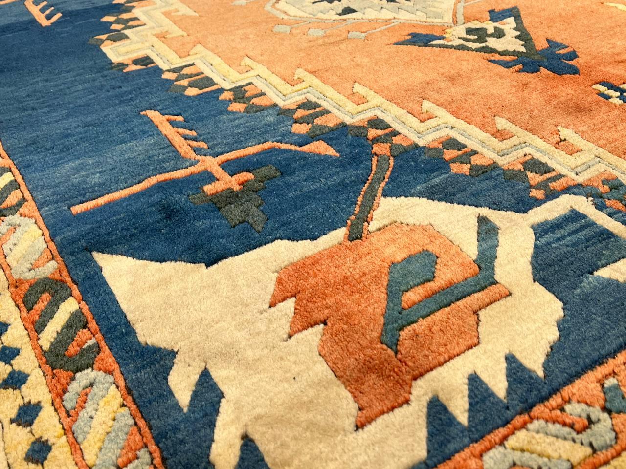 Canvello Fine Hand Knotted Vintage Turkish Serapi Rug - 8'4'' X 9'9''-4