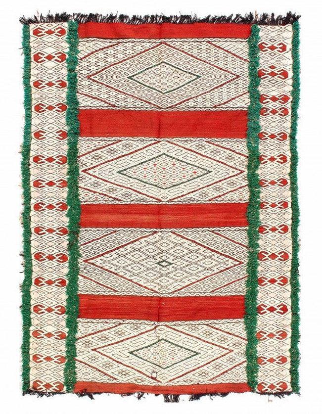 Canvello Fine Hand woven Flat Weave vintage Sumak 5'1'' X 7'2''-0