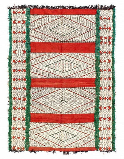 Canvello Fine Hand woven Flat Weave vintage Sumak 5'1'' X 7'2''-0