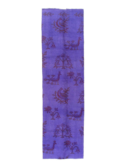 Canvello Genuine Vintage Handmade Spanish Savonnerie overdyed Runner Rug for Living Room Home Decor Antique Runner Rug - 2'9'' X 10'-0