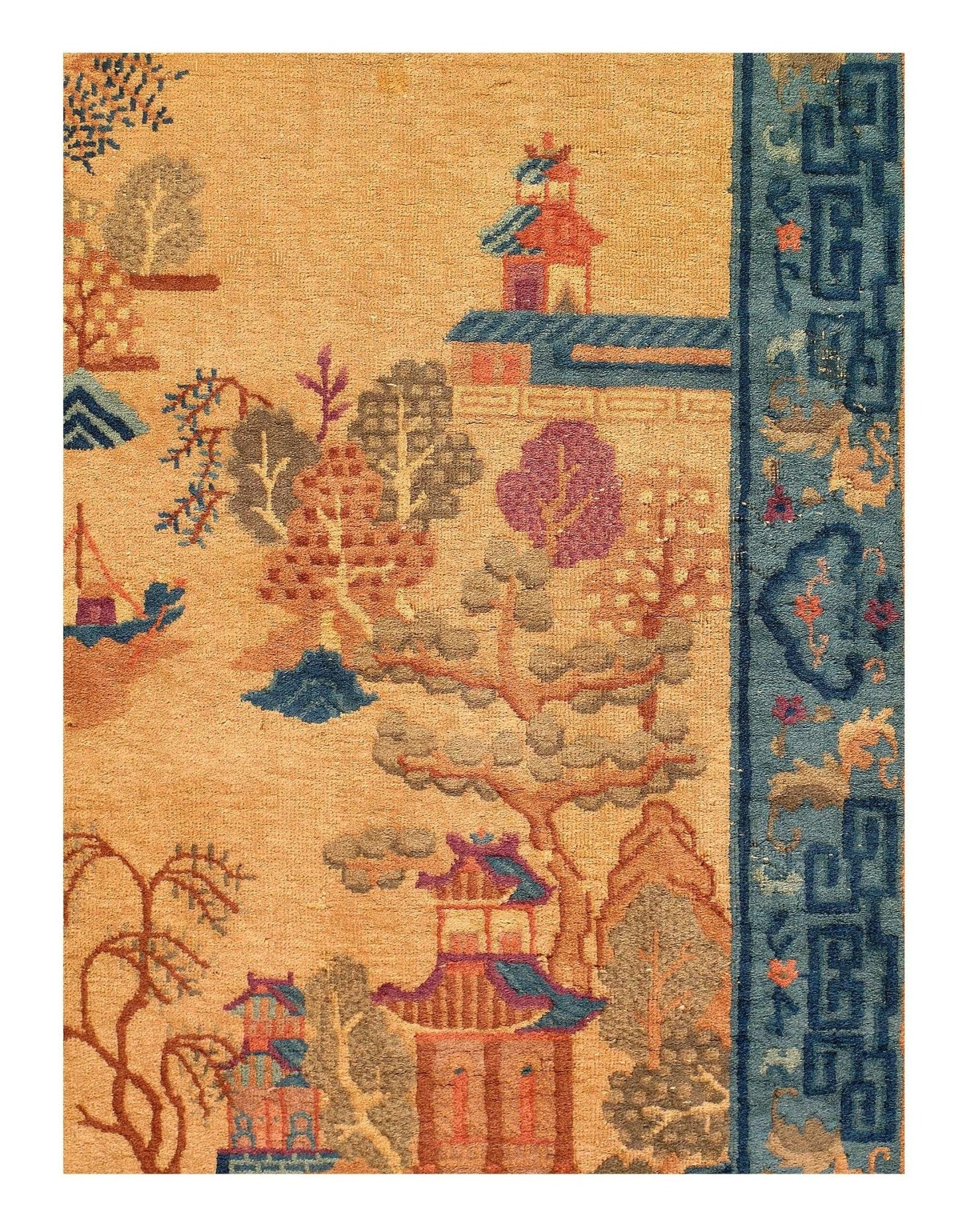 Canvello Hand Knotted Chinese Art Deco Rug- 4' X 6'-2