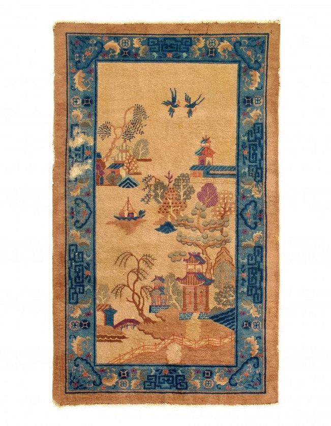Canvello Hand Knotted Chinese Art Deco Rug- 4' X 6'-0