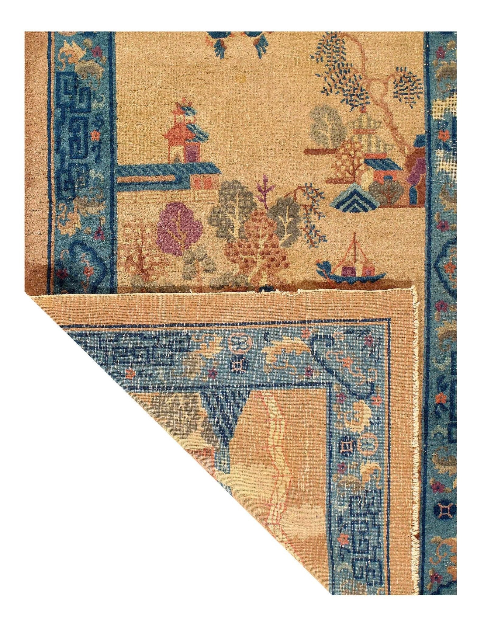 Canvello Hand Knotted Chinese Art Deco Rug- 4' X 6'-1
