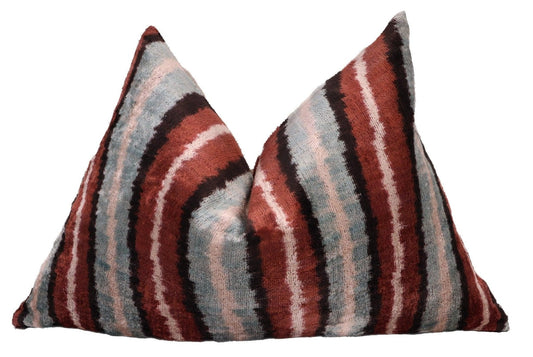 Canvello Handmade Brown Blue Modern Pillows Down Filled - 16"X24"-0