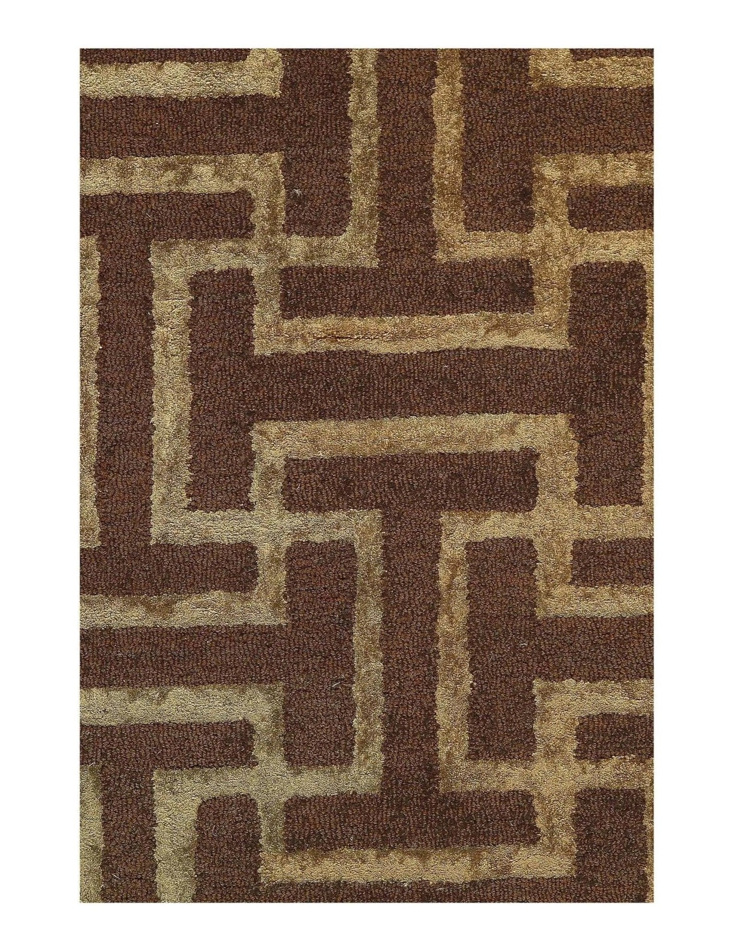 Canvello Handmade Brown Hand-Tufted Rug - 4'9'' X 7'8''-1