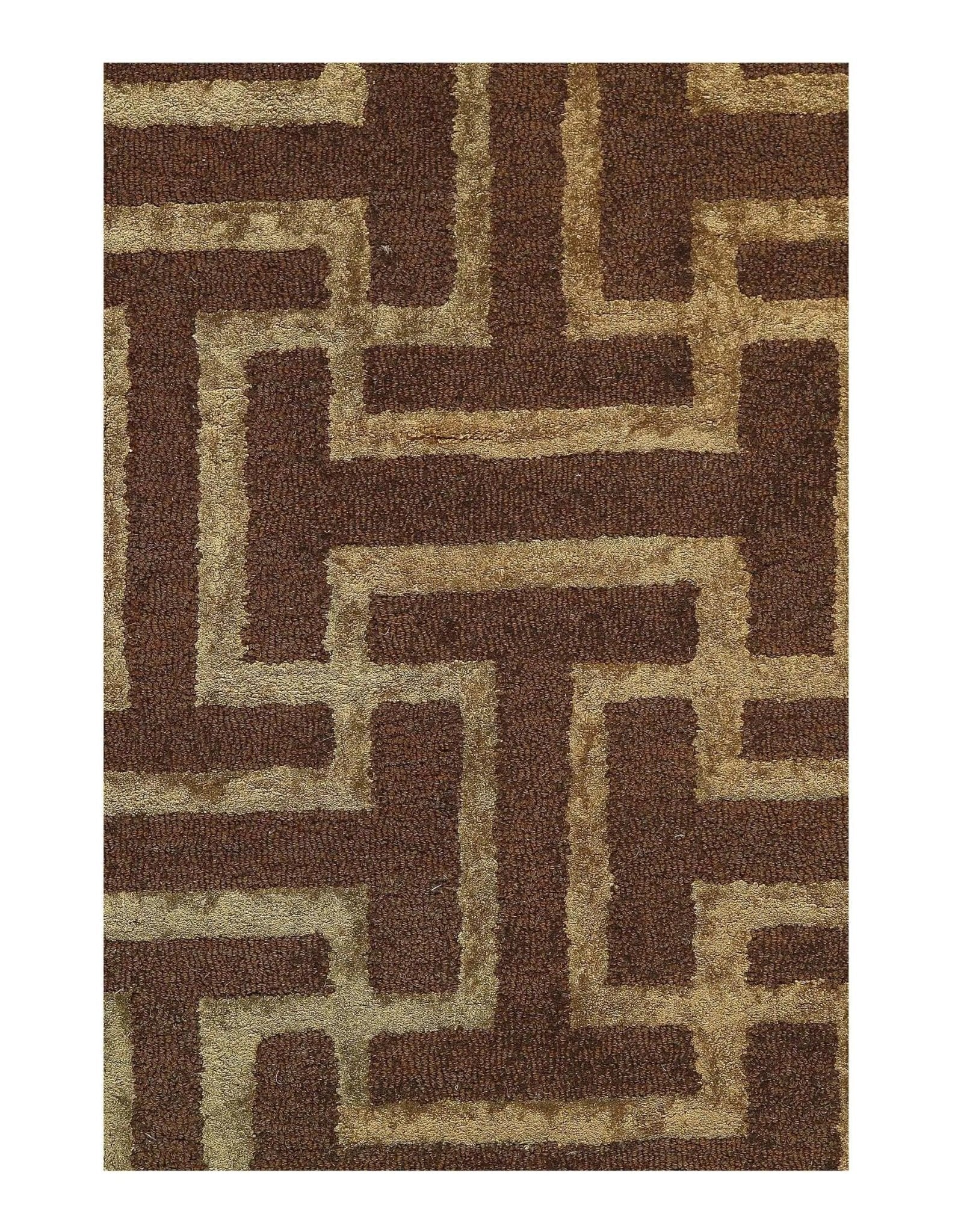 Canvello Handmade Brown Hand-Tufted Rug - 4'9'' X 7'8''-1