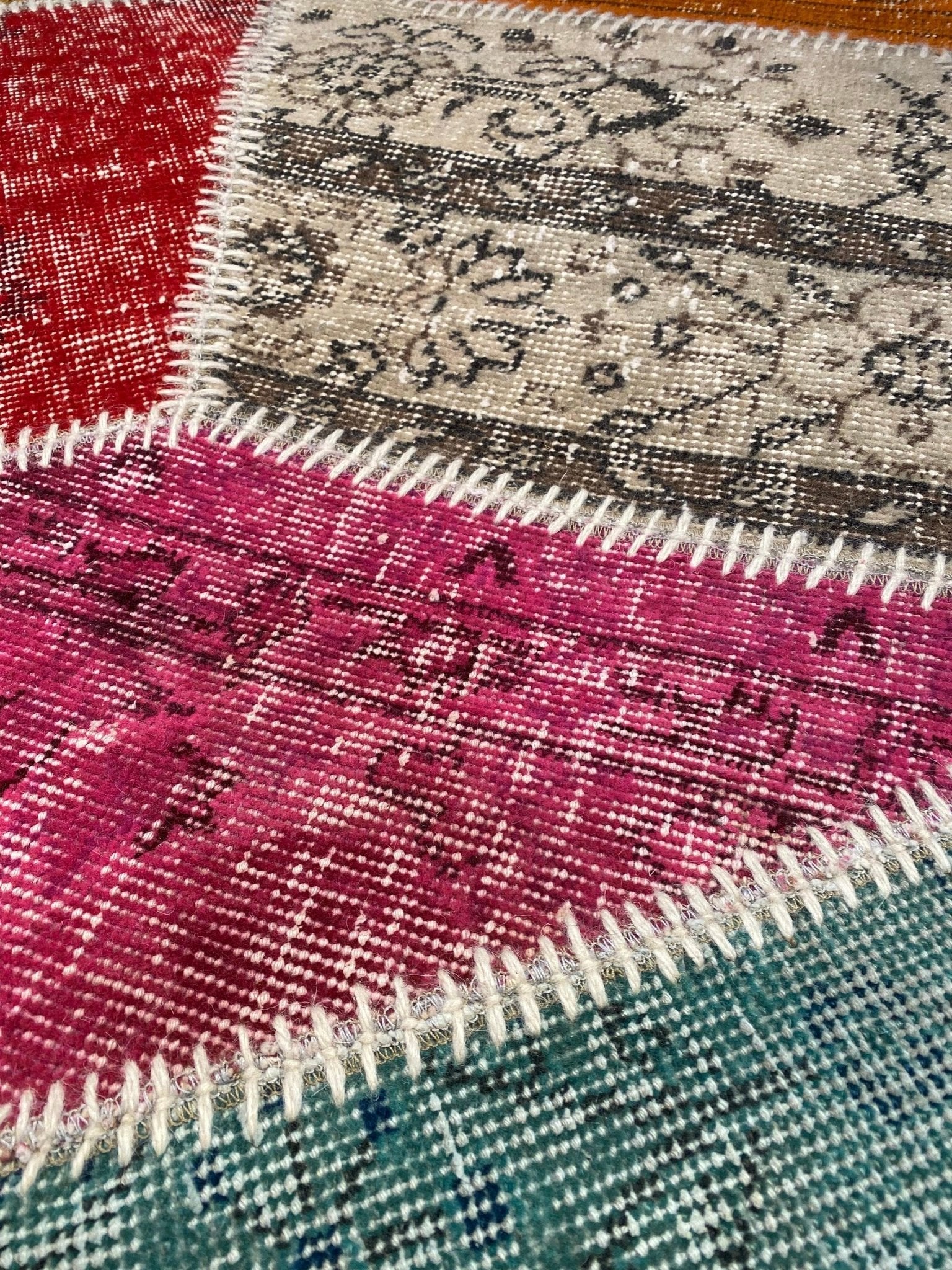 Canvello Handmade Hand knotted Modern Patchwork Area Rug for Living Room - 8′1″ × 9′10″-3