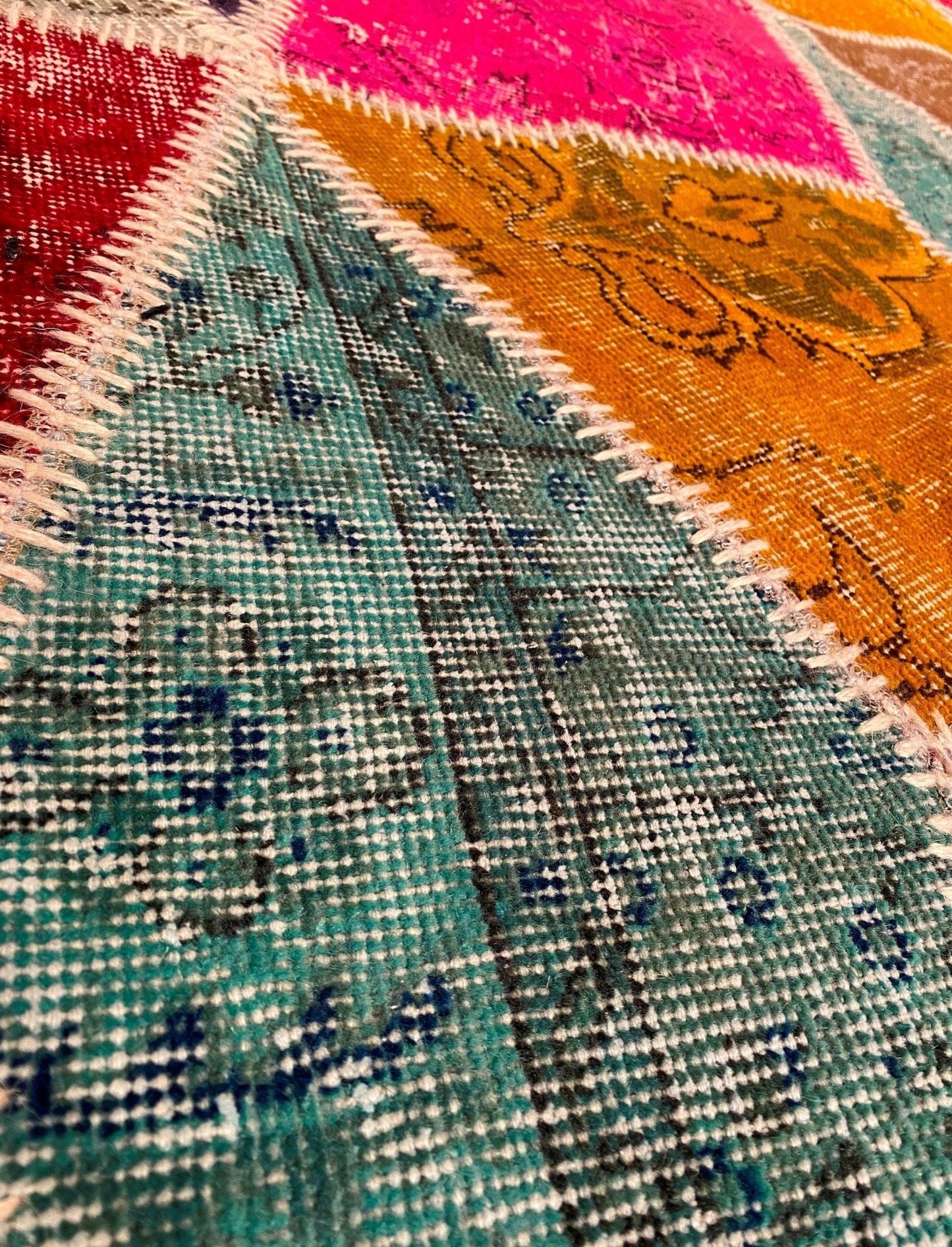 Canvello Handmade Hand knotted Modern Patchwork Area Rug for Living Room - 8′1″ × 9′10″-4