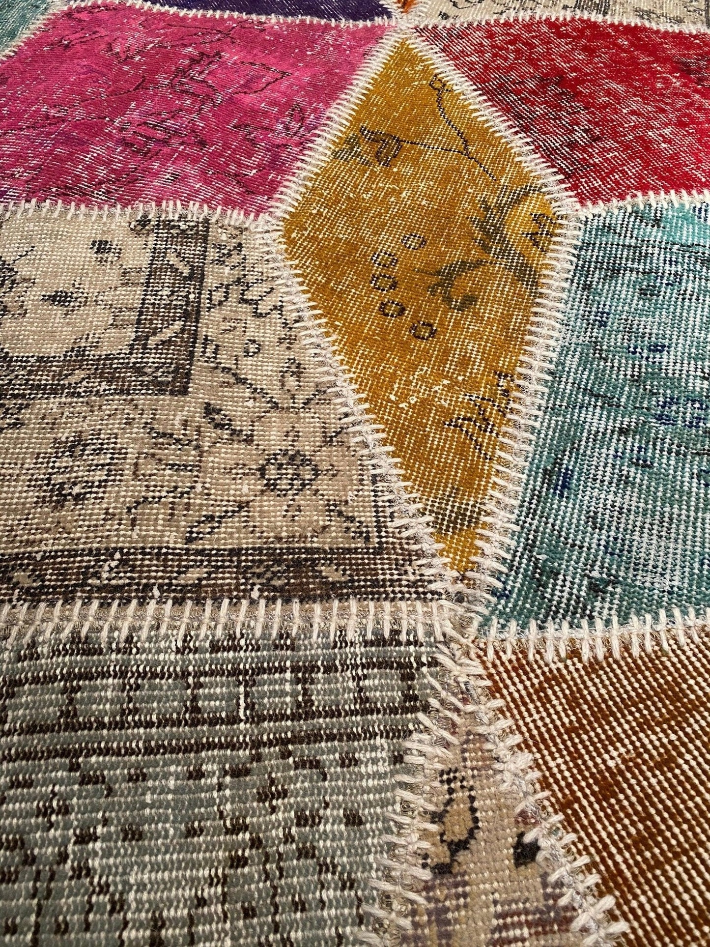 Canvello Handmade Hand knotted Modern Patchwork Area Rug for Living Room - 8′1″ × 9′10″-2