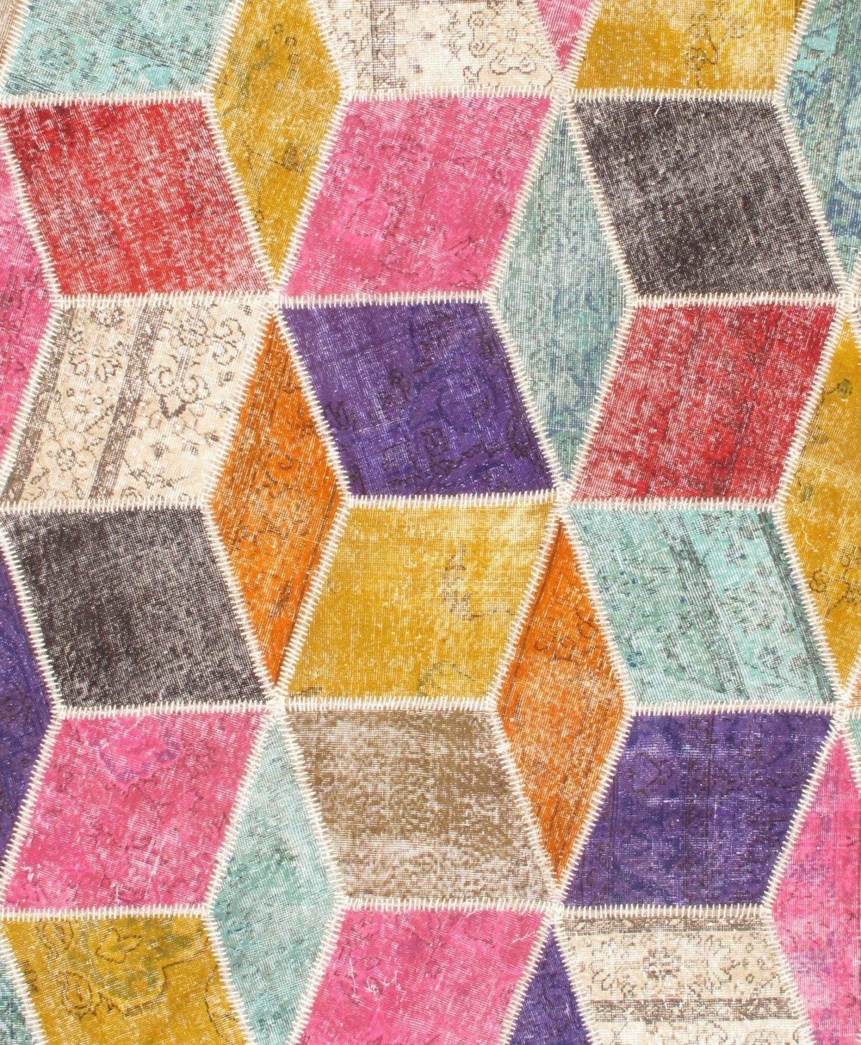 Canvello Handmade Hand knotted Modern Patchwork Area Rug for Living Room - 8′1″ × 9′10″-1