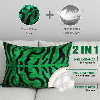 Canvello Handmade Luxury Dark Green Pillow for Couch | 16 x 24 in (40 x 60 cm)-2