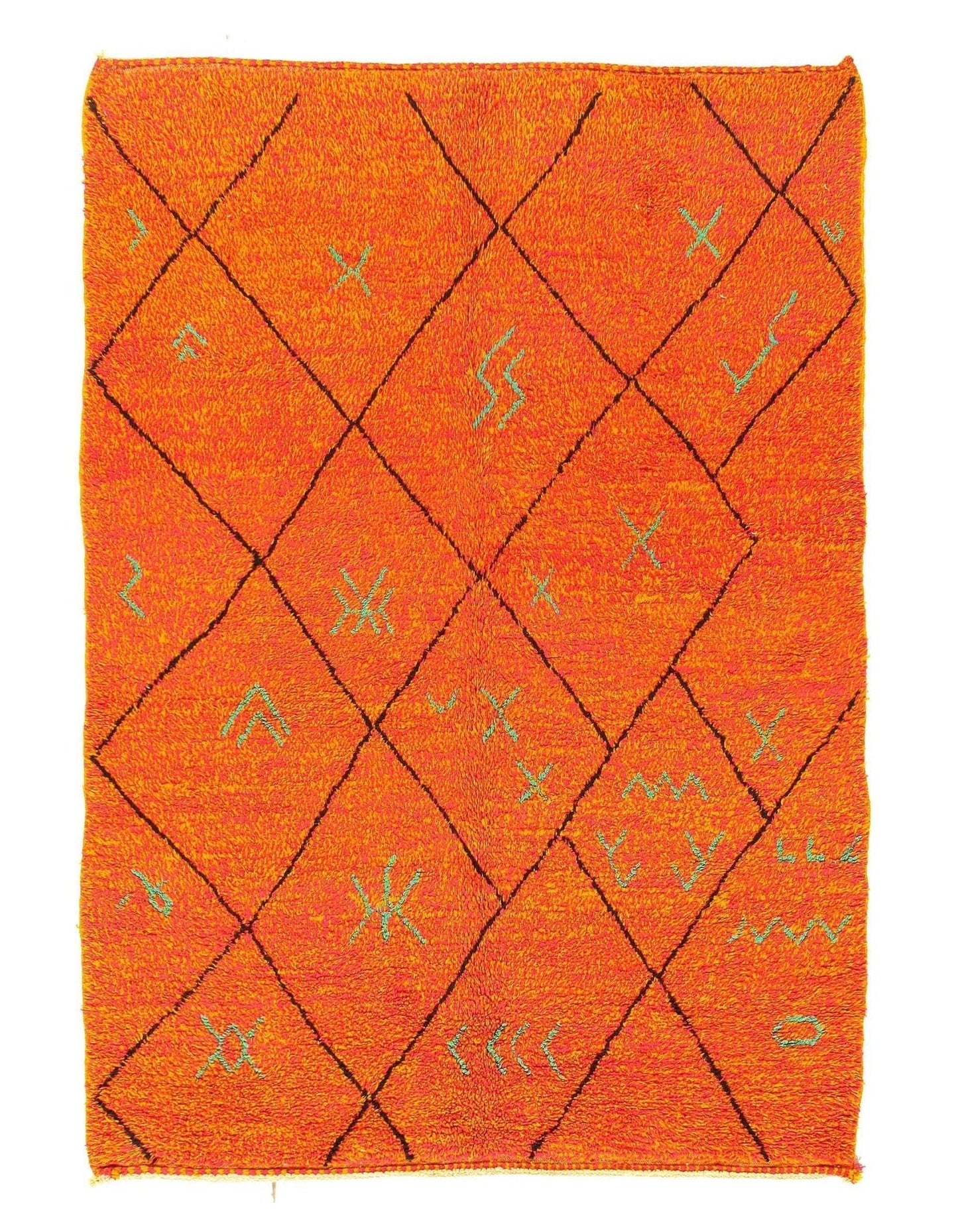 Canvello Handmade Modern Fine Hand Knotted Orange Moroccan Wool Rug for Living Room - 6' X 8'5''-0