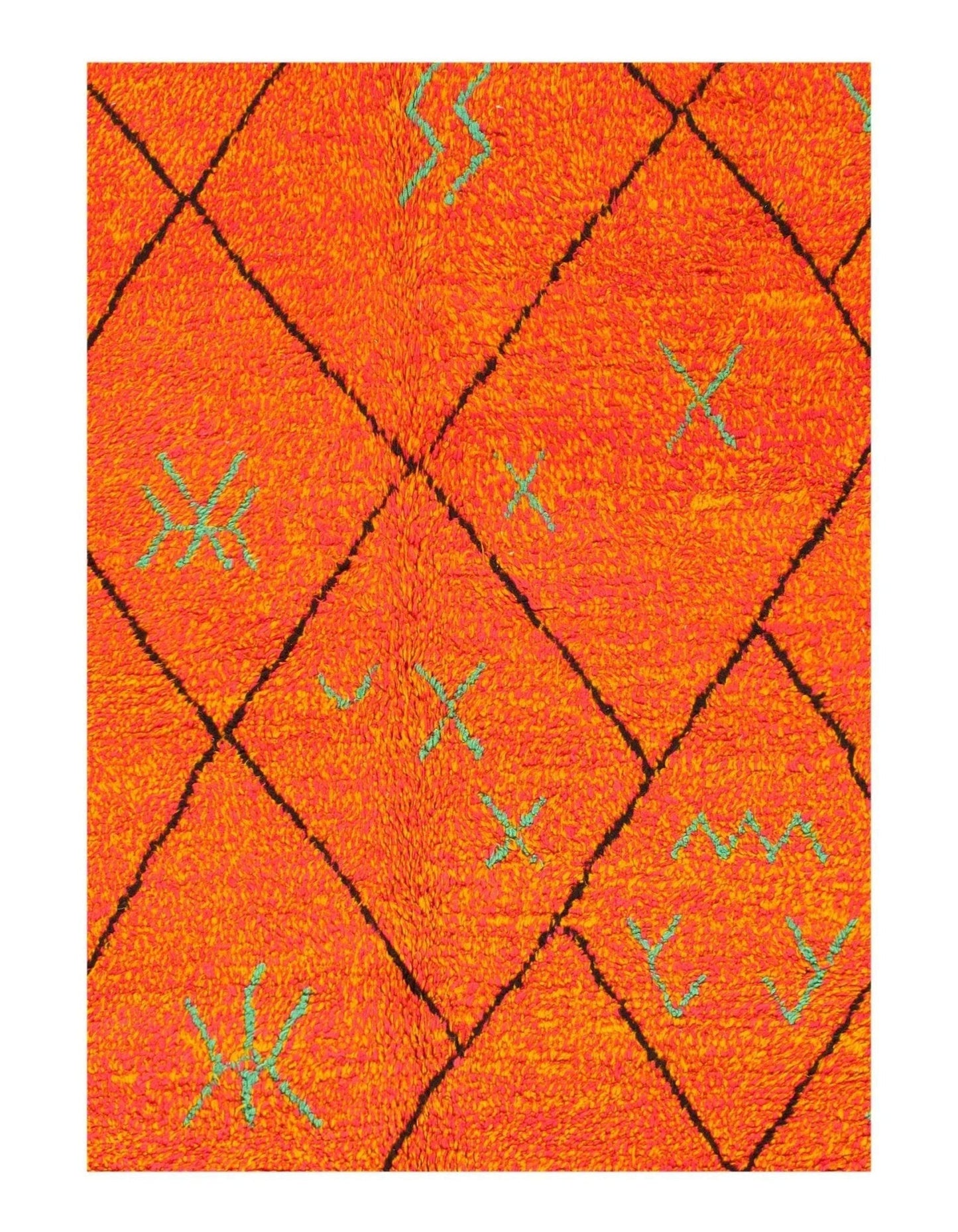 Canvello Handmade Modern Fine Hand Knotted Orange Moroccan Wool Rug for Living Room - 6' X 8'5''-1