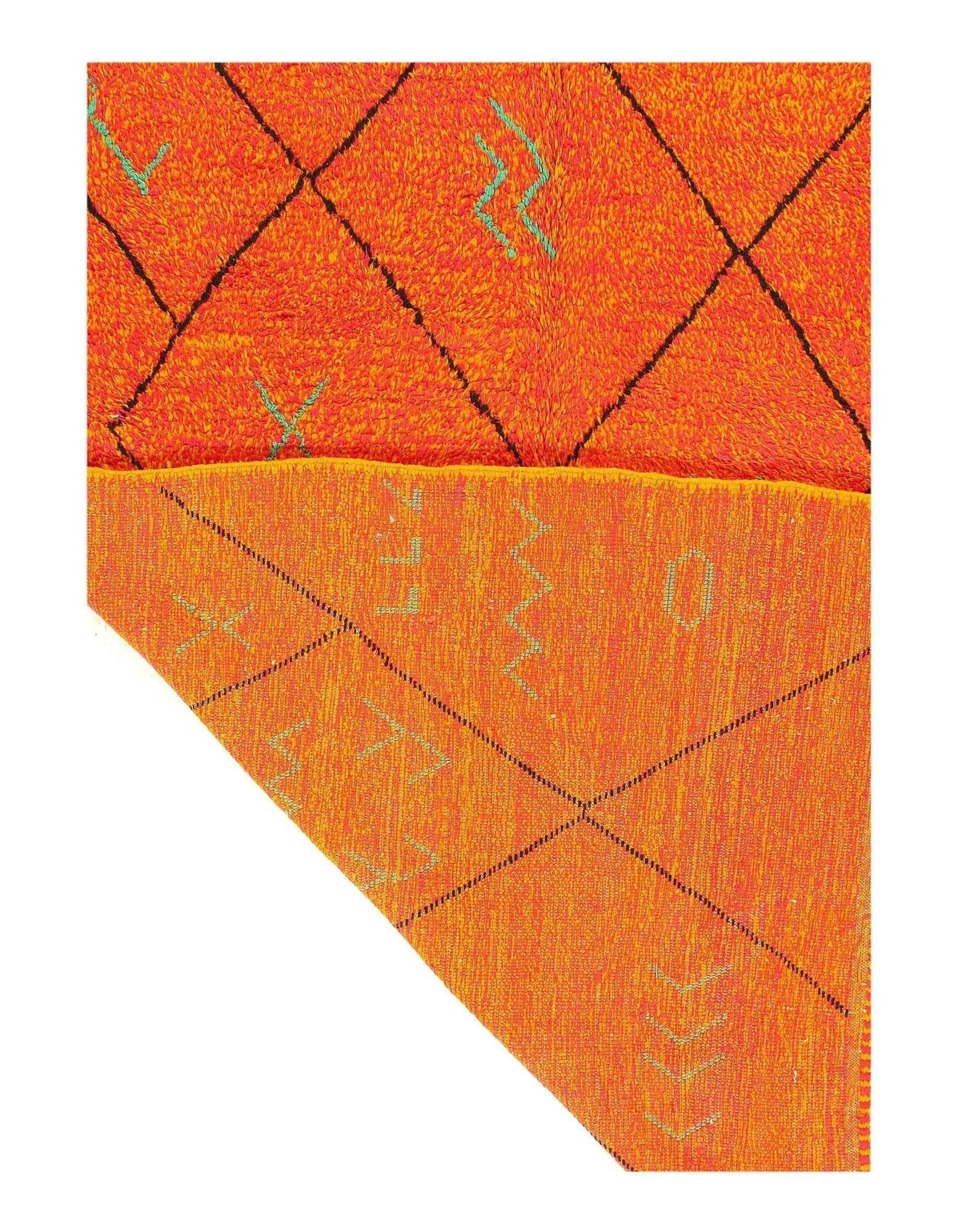 Canvello Handmade Modern Fine Hand Knotted Orange Moroccan Wool Rug for Living Room - 6' X 8'5''-3