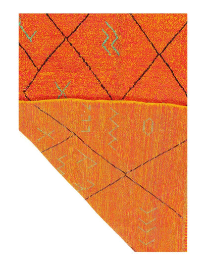 Canvello Handmade Modern Fine Hand Knotted Orange Moroccan Wool Rug for Living Room - 6' X 8'5''-3
