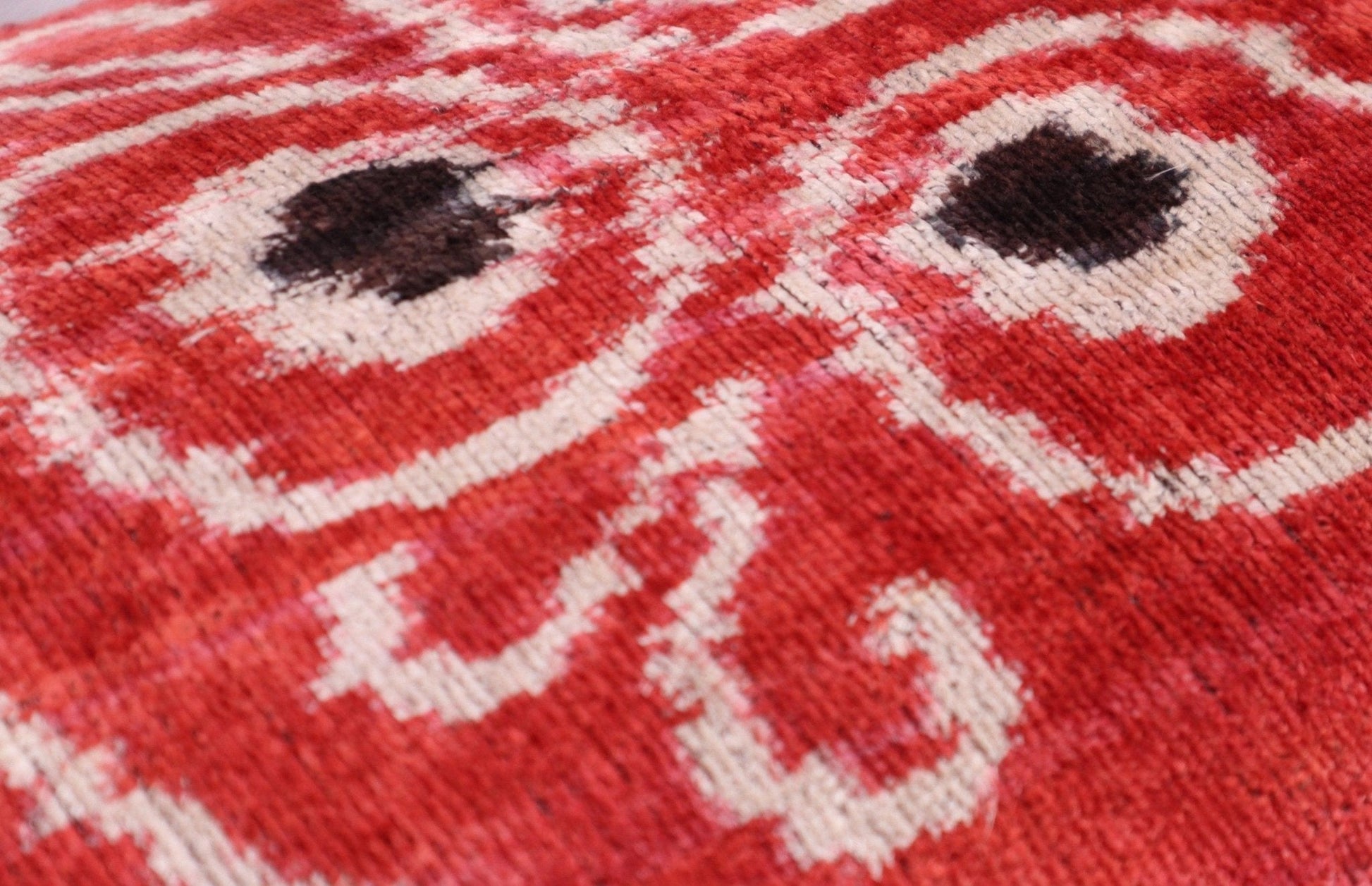 Canvello Handmade Red Brown Floral Throw Pillow with Down Insert -16"X24"-3