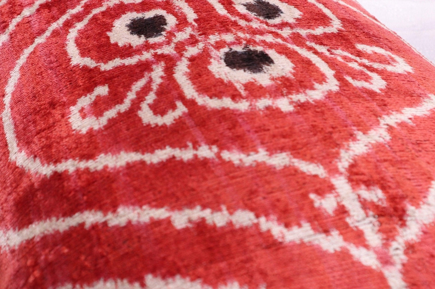 Canvello Handmade Red Brown Floral Throw Pillow with Down Insert -16"X24"-4