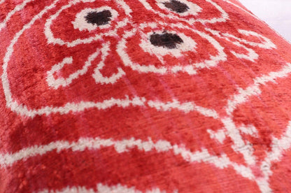 Canvello Handmade Red Brown Floral Throw Pillow with Down Insert -16"X24"-4