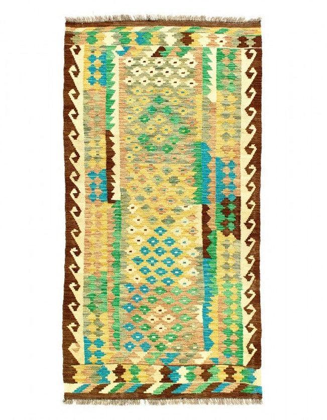 Canvello Kilim Handspun flat weave Wool Rug 3'4'' X 5'6''-0