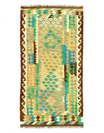 Canvello Kilim Handspun flat weave Wool Rug 3'4'' X 5'6''-0