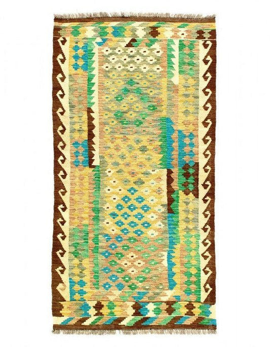 Canvello Kilim Handspun flat weave Wool Rug 3'4'' X 5'6''-0