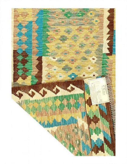 Canvello Kilim Handspun flat weave Wool Rug 3'4'' X 5'6''-1