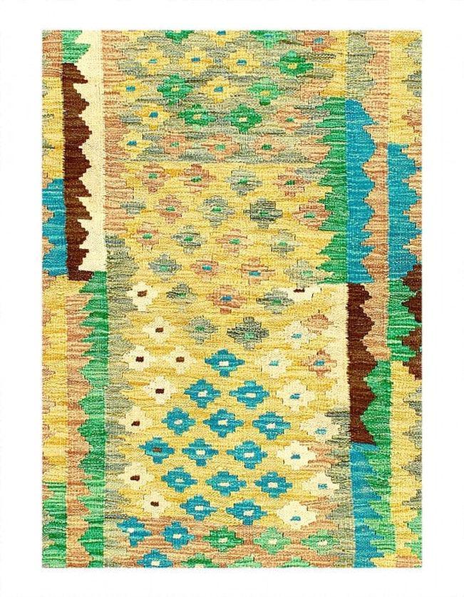 Canvello Kilim Handspun flat weave Wool Rug 3'4'' X 5'6''-2