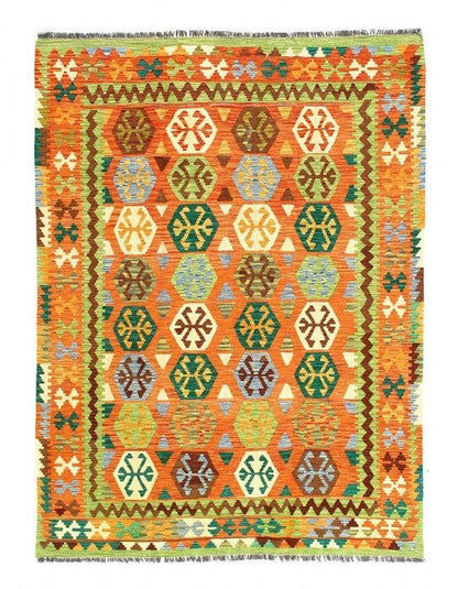 Canvello Kilim Handspun flat weave Wool Rug 5'9'' X 7'9''-0
