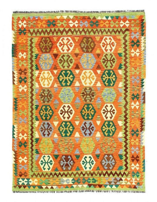 Canvello Kilim Handspun flat weave Wool Rug 5'9'' X 7'9''-0