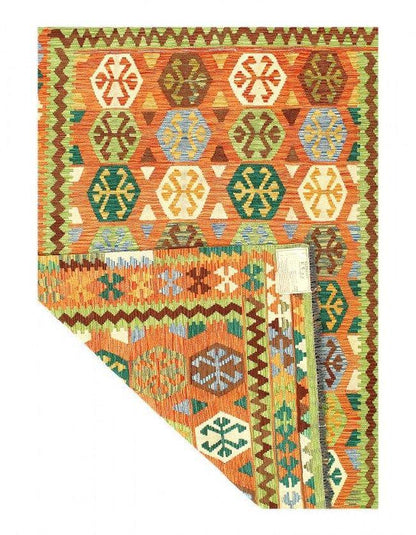 Canvello Kilim Handspun flat weave Wool Rug 5'9'' X 7'9''-2