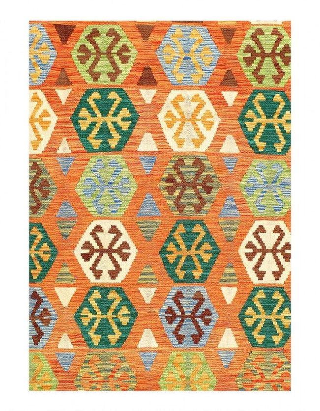 Canvello Kilim Handspun flat weave Wool Rug 5'9'' X 7'9''-1