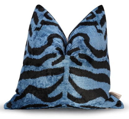 Canvello Luxury Blue Tiger Print Pillow for Couch - 16x16 inch-2
