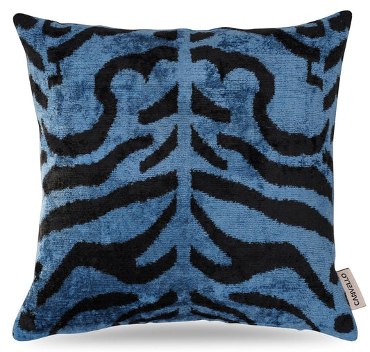 Canvello Luxury Blue Tiger Print Pillow for Couch - 16x16 inch-0