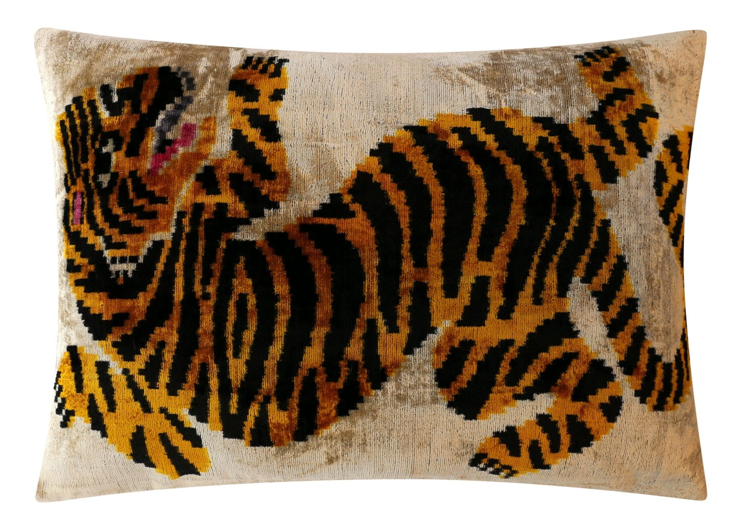 Canvello Luxury Velvet Lumbar Pillow,Tiger Design in Golden, Black, High-Quality 16x24 in Decorative Accent for Sofas, Couches, and Interior Design-3