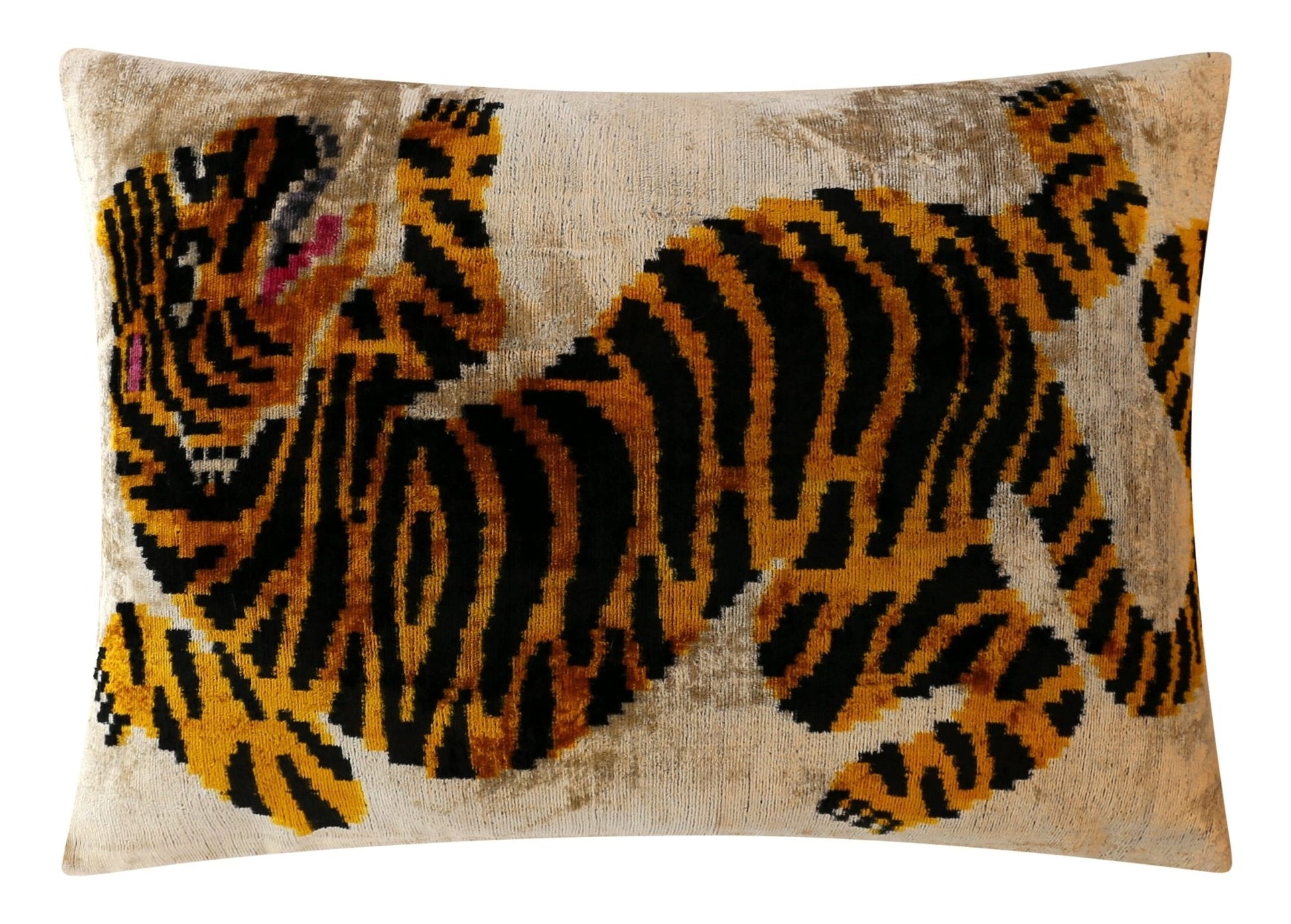 Canvello Luxury Velvet Lumbar Pillow,Tiger Design in Golden, Black, High-Quality 16x24 in Decorative Accent for Sofas, Couches, and Interior Design-3