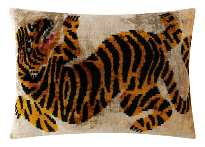 Canvello Luxury Velvet Lumbar Pillow,Tiger Design in Golden, Black, High-Quality 16x24 in Decorative Accent for Sofas, Couches, and Interior Design-3
