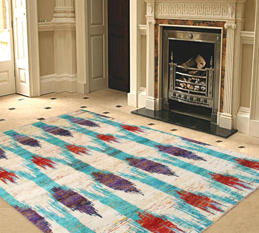 Canvello Modern Hand-Knotted Sari Silk Area Rug- 6' X 9'-1