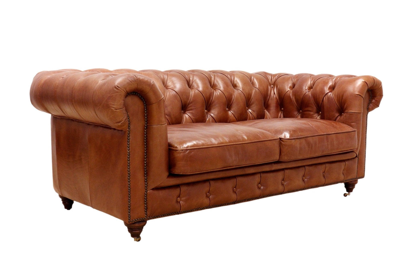 Canvello Paris Club Chester Bay Tufted Loveseat, Brown-1
