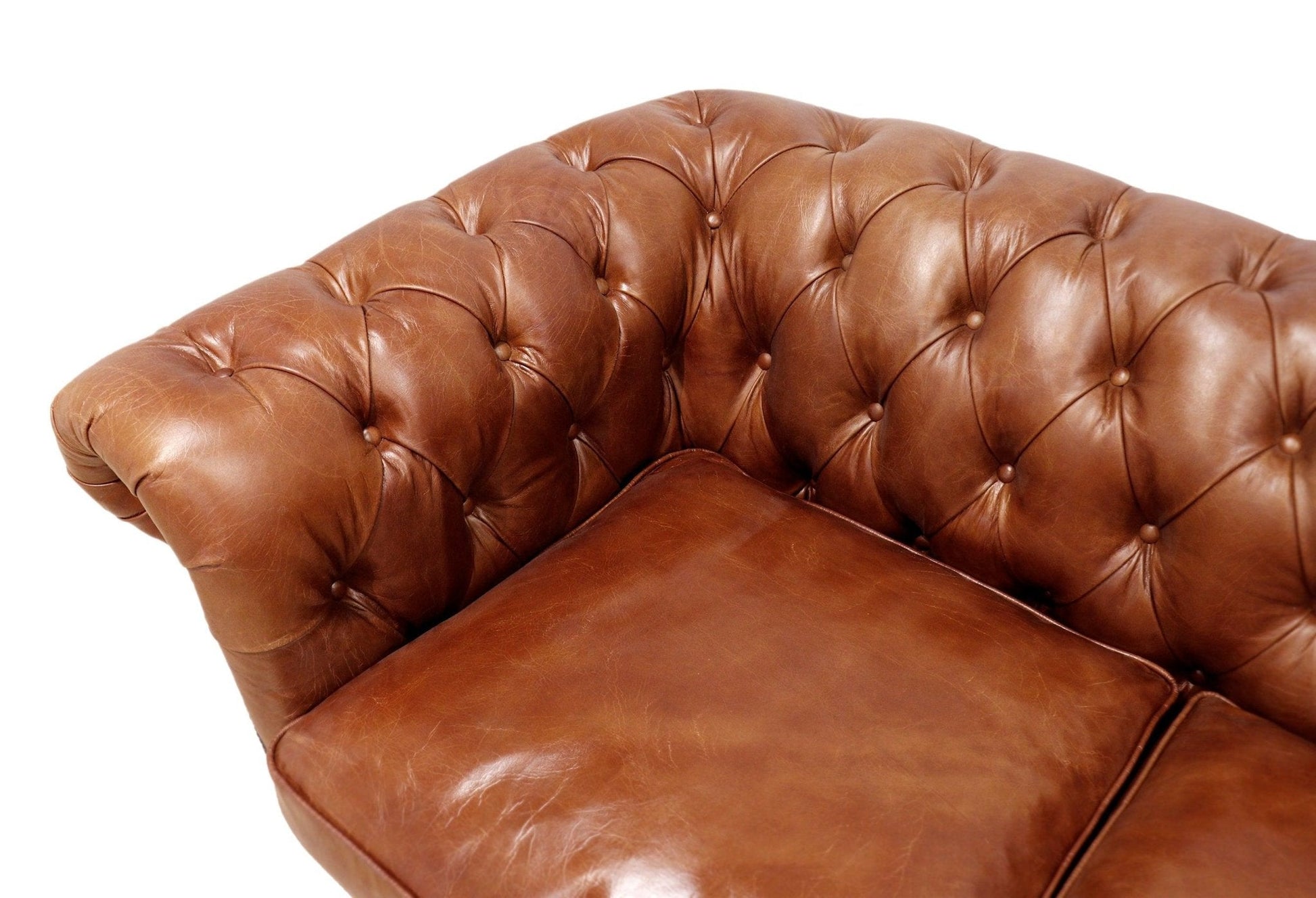 Canvello Paris Club Chester Bay Tufted Loveseat, Brown-3