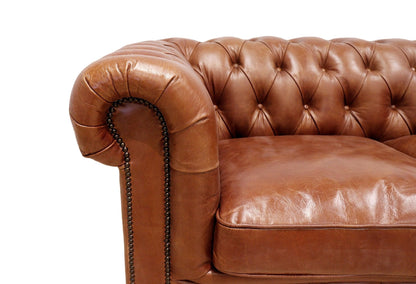 Canvello Paris Club Chester Bay Tufted Loveseat, Brown-4