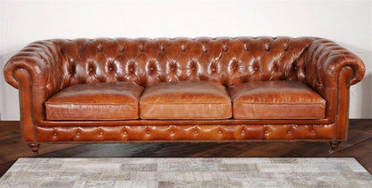 Canvello Paris Club Chester Bay Tufted Sofa, Brown-0