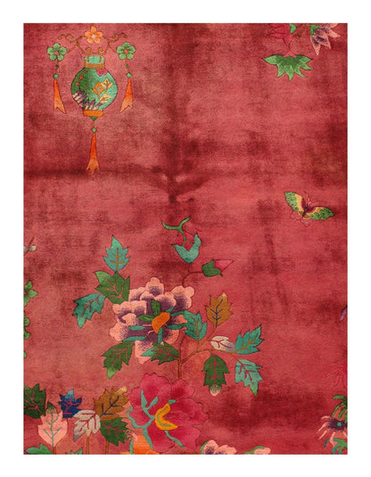 Canvello Rose Color Antique Chinese Art Deco - 8'8'' X 11'3''-3