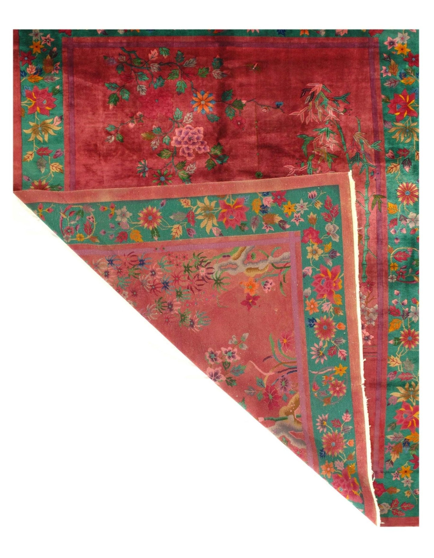 Canvello Rose Color Antique Chinese Art Deco - 8'8'' X 11'3''-1