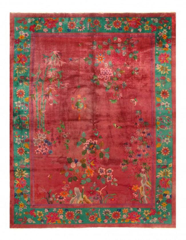 Canvello Rose Color Antique Chinese Art Deco - 8'8'' X 11'3''-0