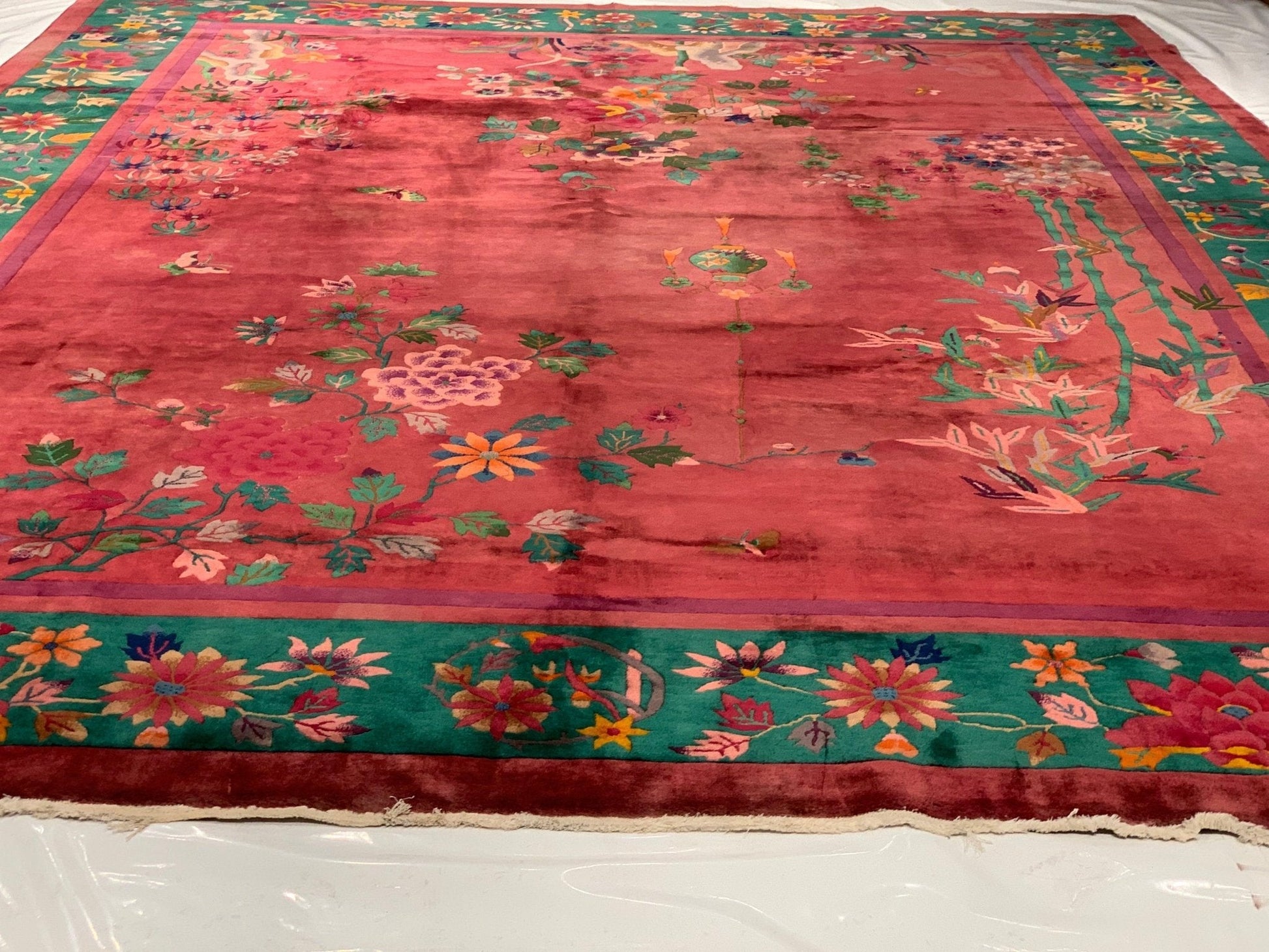 Canvello Rose Color Antique Chinese Art Deco - 8'8'' X 11'3''-2