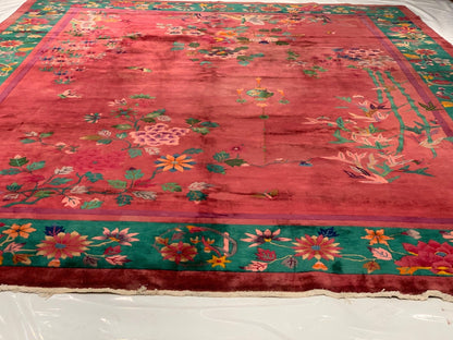 Canvello Rose Color Antique Chinese Art Deco - 8'8'' X 11'3''-2
